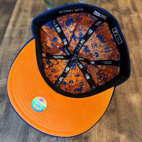 Stussy Hats New Era Cap Stand Firm Puff Embroidery Baseball Blue Orange 7 1/2 - Picture 8 of 10